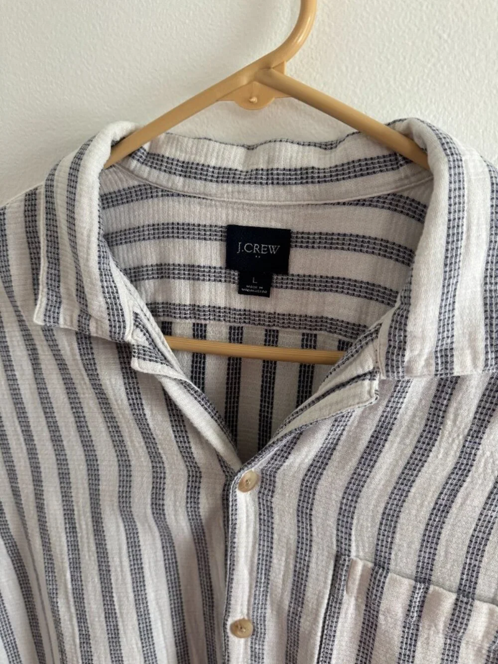Men's J.Crew Stripe Button Down Tee Short L